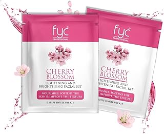 FYC PROFESSIONAL Cherry Blossom Lightening & Brightening Facial Kit | 6 Step Facial Kit for Glowing Skin | Pack of 2 (55g × 2)