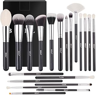 Professional Makeup Brush Set,Natural Goat Hair Premium Synthetic Kabuki Foundation Face Powder Highlighter Blush Concealer Eye Shadow Blending Eyelin