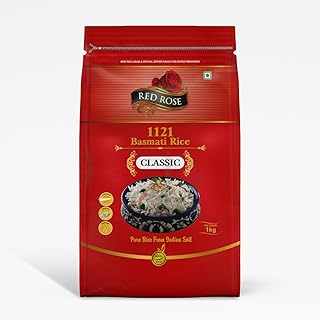 Red Rose Classic Basmati Rice 1Kg, Perfectly Aged, Rich Aroma, Best Indian Basmati Rice