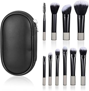 MAYCREATE® 10Pcs Makeup Brush Set Professional Travel Brush Sets in Makeup, Portable ON THE GO Face Eye Makeup Brushes with Pouch, Synthetic Fibres an