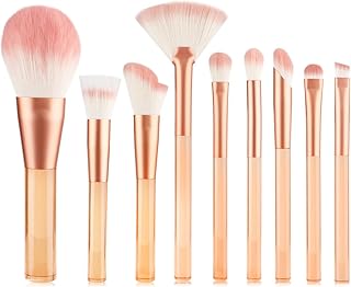 MIPPO® 9-Piece Transparent Handle Makeup Brush Set | Soft Bristles for Loose Powder, Blush, Contour & Eyeshadow | Beauty Tool Kit for Beginners & Prof
