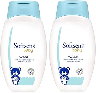 Softsens Baby Tear-Free Body Wash 200ml each (Pack of 2 x 200ml) | Gentle Cleansing & Hydration with Milk Cream & Shea Butter | Dermatologically Teste