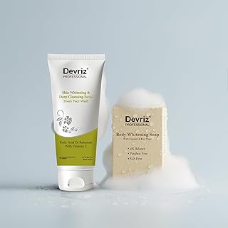 Devriz Healthcare | Facewash and Whitening Soap Premium Pack | Brightening & Deep Cleansing Skincare Set | Controls Oil, Pimples & Dark Spots | Pack o