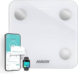 Hack Athletics Premium Bluetooth BMI Body weight Scale for Men & Women | 180kg BMI & Body Fat Analyzer | 14 Body Metrics| Large LED display | 24 users
