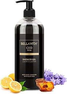 Bella Vita Luxury CEO MAN Body Wash Shower Gel for Men |Men's Bodywash 500ml | Deep Cleansing, Hydrating, Moisturising with Aloe Vera Extract & Charco