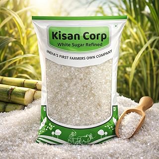Kisancorp Premium Refined White Sugar | Natural Sweetener for Tea, Coffee (1 kg)