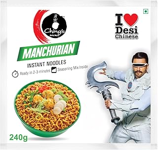 Ching’s Secret Manchurian Instant Noodles, Desi Chinese Noodles, Vegetarian, 240g