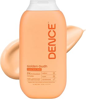 Dence Golden Oudh Brightening Body Wash | Saffron, Vitamin E & Centella Asiatica | Evens Skin Tone & Reduces Dullness | Sulphate-Free, Paraben-Free |