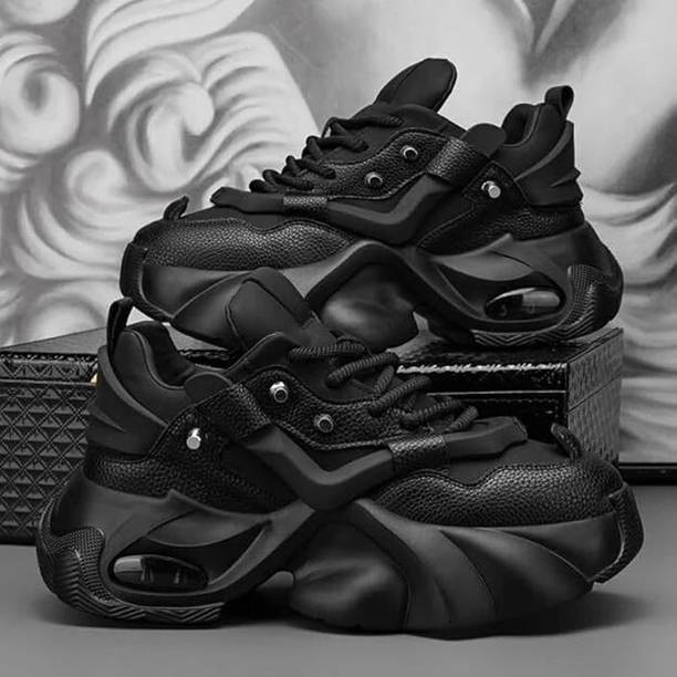 Black Sport Running Walking Casual Sneakers For Men