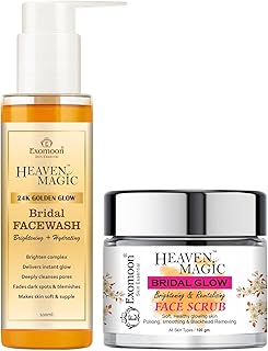 Heaven Magic Bridal Glow Face Scrub & Facewash Combo for Women & Men | Brightening Exfoliating Cleansing Kit | Deep Clean Pores Hydrating Skin Care Se