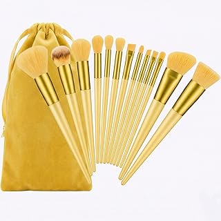 Luxury 13-Piece Makeup Brush Set with Velvet Pouch | Soft Synthetic Bristles | Professional Face & Eye Brushes | Elegant Handle Beauty Kit for Beginne