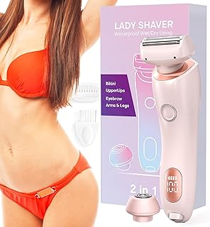 2 in 1 Bikini Trimmer for Women, IPX7 Waterproof Wet & Dry Use, 2 Heads Pubic Hair Shaver, Ideal for Legs, Underarm, Facial Hairs, Intimate area
