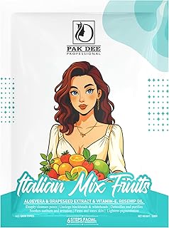 Italian Mix Fruits Facial Kit (6 Step) | Deep Cleansing, Brightening & Glowing Skin | Enriched with Aloe Vera, Grapeseed, Vitamin E & Rosehip Oil