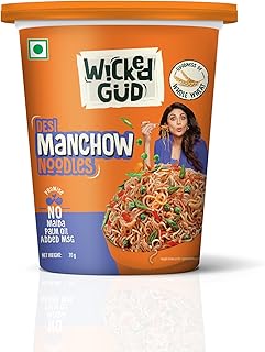 Wickedgud Desi Manchow Cup Noodles 70 g | Whole Wheat | No Maida | No Palm Oil | High in Fiber | Source of Protein