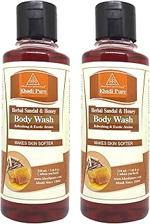 Khadi Pure Herbal Sandal & Honey Body Wash, 210 ml (Pack of 2)