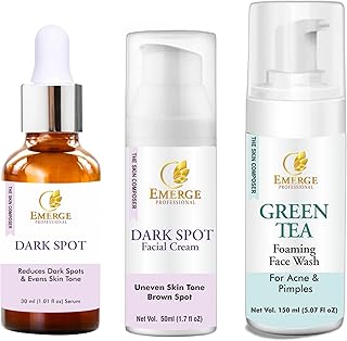 Dark Spot Serum, Cream & 2% Salicylic Acid Foaming Face Wash Combo | Targeted Pigmentation & Acne Care Skincare Set | Fades Dark Spots, Unclogs Pores