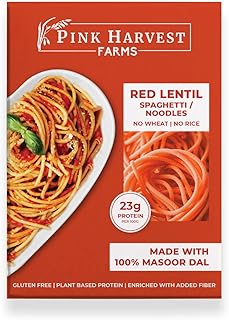 Pink Harvest Farms Red Lentil Spaghetti Noodles | No Rice - No Maida | Vegan | Gluten Free | High Protein | 200gm Pack