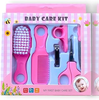 Baby Care Grooming Kit 6 in 1 Infant Hygiene Set with Comb, Brush, Nail Clipper, Cover for Nail Clipper., Scissors & Filer for Newborn & Toddler Safet
