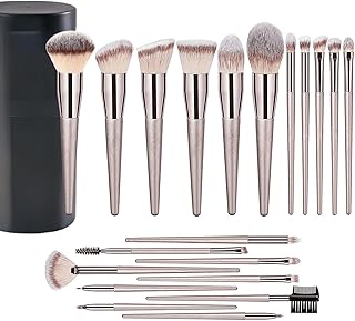 Makeup Brush Set, 20 Pcs, Premium Synthetic Brushes for Foundation, Powder, Concealer, Eye Shadows, Blush, with Black Case