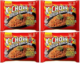 MasterChow K-Chow Korean Masala Ramen | Pack of 4 | Spicy Instant Noodles |94g Each | Ready in 5 Minutes
