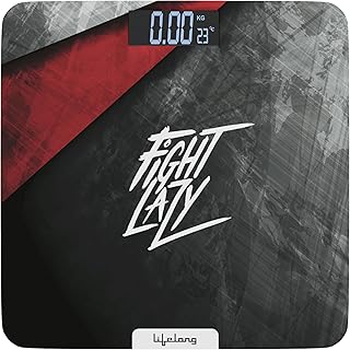 Lifelong ActiveFlex Weighing Scale (Fight Lazy Series LLWS45- Active Black)|Digital Weight Machine for Body Weight|Thick Tempered Glass with LCD Displ