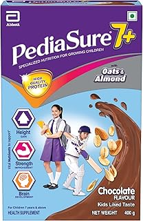 PediaSure 7+ Specialized Nutrition Drink Powder 400 Grams,Premium Chocolate Flavour With Oats & Almonds,For Growing Children,Supports Height Gain,Musc