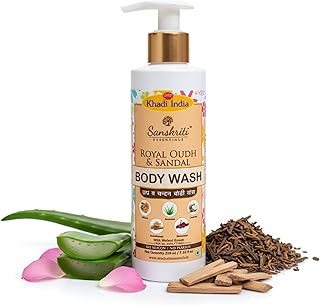 Khadi India Royal Oudh & Sandal Body Wash with Walnut Scrub | Khadi India Bodywash | Silicon & Paraben Free | Natural & Herbal Body Cleanser Shower Ge