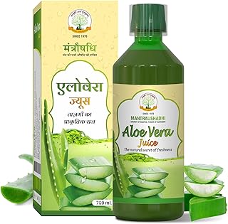 Mantraushadhi Aloe Vera Juice 750ml – Natural Detox Drink for Digestion, Skin & Immunity | No Added Sugar, Ayurvedic Herbal Juice | FSSAI & GMP Certif
