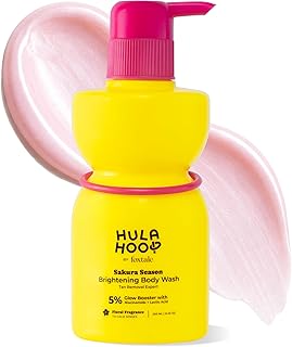 Hula Hoop Brightening Body Wash by Foxtale | Lactic Acid & Niacinamide | Reduces tan from 1st wash | Brightens & Evens Out Skin Tone | Floral Sakura S