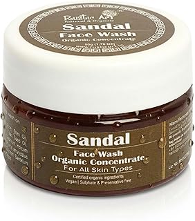 Rustic Art Sandal Face Wash Concentrate | Soothing & Calming Care | Deep Cleansing 3X Long Lasting Gel | Organic & Herbal | Sulphate & Paraben Free |