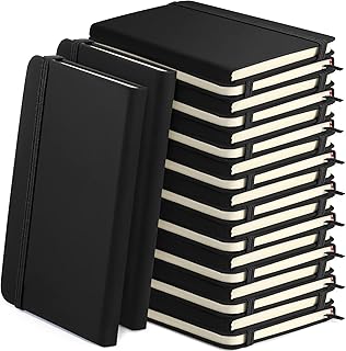 20 Pieces Lined Journal Notebook, 5.5 X 8.3 Inches A5 Hardcover Journals PU Leather Black Ruled Notebook with Elastic Band for Office Home School Busi