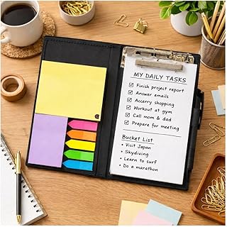 COI Desk Organizer Gift Set – Sticky Notes, Memo Pads, Pen & Note Holder for Office, School, Home | Compact Stationery Organizer for Desk (White)