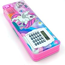 Kids Cartoon Theme Pencil Box with Calculator | Multi-Compartment Geometry Box for School, Stationery Storage, Pencil Case for Boys & Girls (UNI-Corn)