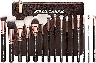 Huda Crush 15 Pcs Brush - Makeup Brush Set Professional for Women and Girls, Includes Makeup Brush Pouch, Eye Makeup Kit, Face And Eyeshadow Makeup Br