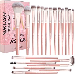 MAANGE Makeup Brush Set 20Pcs Premium Synthetic Foundation Face Powder Blush Concealers Make Up Brushes Sets (Pink)