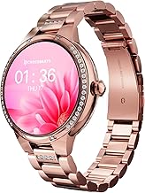 CrossBeats Diva 1.28” Stylish Smart Watch for Women with Stone Studded Bezel| Amoled Display | Female Health Tracker | 100+Sports Modes| Premium Metal