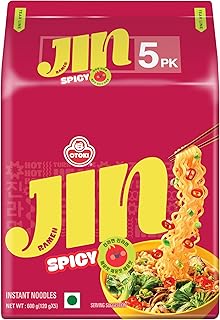 OTOKI Jin Ramen Korean-Style Instant Noodles Spicy Flavor 120g, Pack of 5 (600g) | Veg & Authentic Korean Ramen Noodle | The Product of Korea