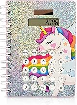 Unicorn Solar Calculator Diary Notebook | Spiral Bound Cartoon Notepad | Eco-Friendly No Battery Diary for Kids & Students