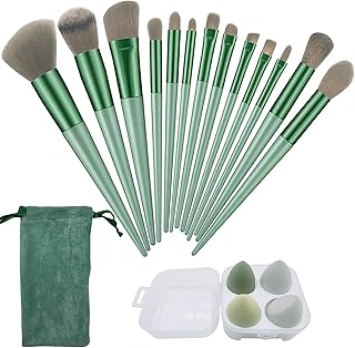 MKSL® 13 pcs Makeup Brushes Set with Beauty Blender, Eyeshadow Brush Set with Cloth Bag and 4 pcs Boxed Makeup Sponges for Foundation