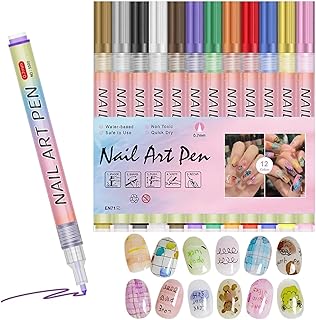 12 Colour 3D Nail Art Pen Set | DIY Nail Art Drawing Pens for Nail Design & Manicure | Nail Graffiti Paint Pens for Acrylic, Gel & Natural Nails | Nai