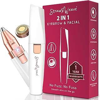STRAW&WEAVE Facial Hair Removal Machine|Eyebrow Trimmer & Epilator|Trimmer For Women Private Part|2 In 1 Trimmer 400 mAh Battery 1 Year Warranty|Painl