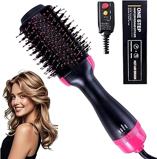 Hot Air Brush, Professional 4-in-1 One-Step Hair Dryer & Volumizing Styler | Anti-Scald Nylon Bristles with Ionic Technology | Multi-Speed Heat Settin