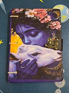 Vintage Aesthetic Hardcover Journal with Metal Clasp, Purple and Blue Floral Design, Decorative Writing Notebook, Gold Closure, 21.5x15x2.5 cm