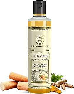 Khadi Herbal Sandal and Turmeric Herbal Body Wash, SLS and Paraben Free, 210 ml