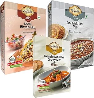 Karamat - Ready To Cook, Good Feast Combo Pack of 3 (Shahi Biryani 400g + Dal Makhani 400g + Tomato Makhani Gravy 100g), Gravy Mix, Pantry Items, No A