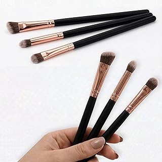 TEMPERIA Professional Eye Make-Up Brush Set (3pcs) - Angular Brush for Eye Shadow, Eyebrow Shape & Eyeliner - Soft Bristles Brushes for Makeup - Fluff