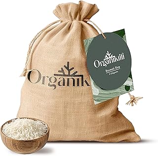 Organikriti Organic Basmati Rice 5kg, Naturally Aged Long Grain Rice With Rich Aroma, Chemical & Pesticide Free, Supports Digestion, Perfect For Every