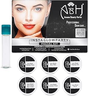 ABH Aroma Beauty Herbs Insta Glow Party Facial Kit for Professional Skin Care - Complete 6+1 Step Radiant Glow Treatment with Insta Shine Skin Serum (