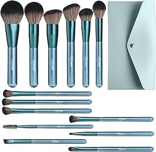 ZIBUYU® Professional Makeup Brush Set 14 Pcs for Beginners and Artists with Soft Synthetic Bristles, Foundation and Blush Brushes, Wooden Handles, Tra