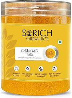 Sorich Organics Golden Milk Turmeric Latte Mix 250g | With Lakadong Turmeric, Almonds & Coconut | Haldi Doodh Instant Mix | Rich in Antioxidants | Hea